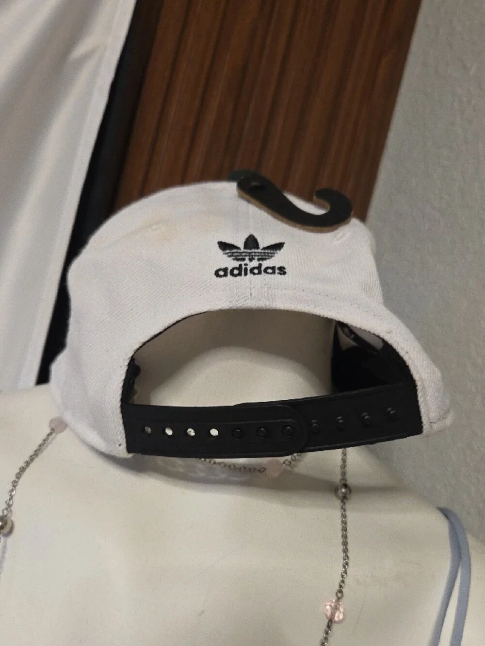 adidas White and Dark Green Trefoil Baseball Cap